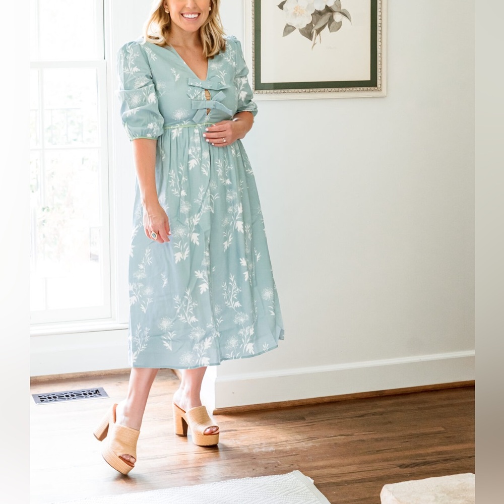 BEAU & RO Blue Bow Chinoiserie Dress